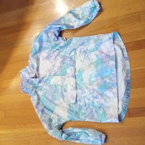 Lauren James Multicolor Rain Windbreaker Jacket With Hood Womens medium